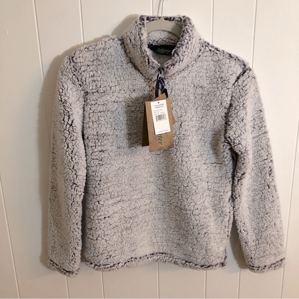 Stillwater Supply Co 1/4 Zip Sherpa Pullover NWT Super Soft Size 10 Unis…